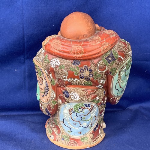 Antique Satsuma Kutani Moriage Buddha Statue 10” Signed Happiness God ❤️sj3j7 - Picture 9 of 12
