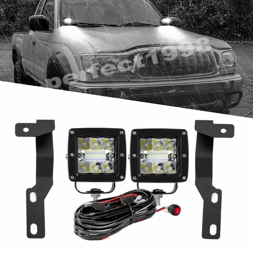 For 2005-2015 Toyota Tacom Hood Ditch 3'' LED Lights Mount Brackets Wiring Kit