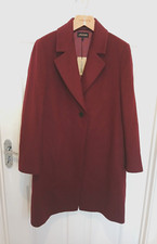 Bnwt £399 Jaeger Burgundy Dark Wine Coat Size 14 Wool Blend Autumn Winter