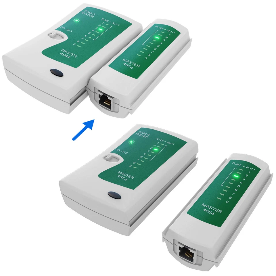 Netzwerk Kabel LAN Internet Ethernet Network Cable Tester Prüfgerät LED RJ45 /11 - Bild 3 von 4