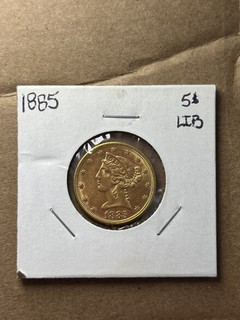 1885 $5 Dollar Gold Half Eagle Liberty Head Coin Philadelphia Circulated