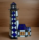 Vintage Tiffany Style  Stained Glass Lighthouse Accent Lamp  Nautical