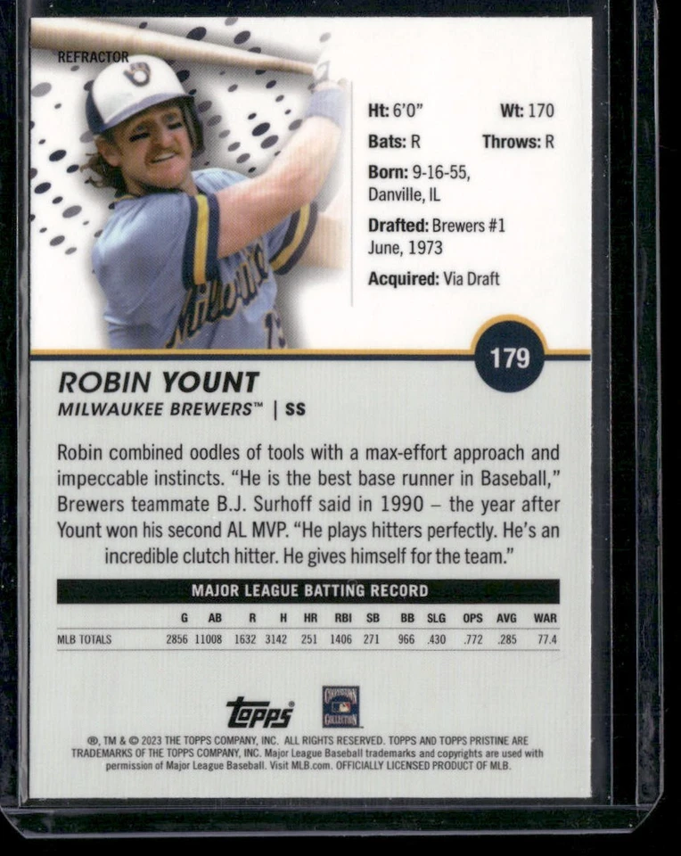 2023 Topps Pristine #179 Robin Yount Refractor - Image 2 of 2