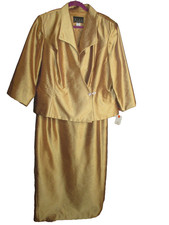 NWT ALEX EVENINGS 18 W Gold Mother of the Bride Party Skirt Suit
