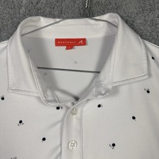 Redvanly Polo Shirt Mens Large Rose Floral All Over Print Geometric Golf Stretch