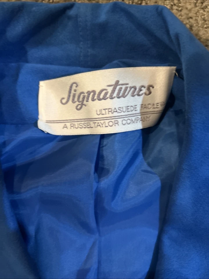 Vintage 1980s Nordstrom Gallery Signatures Russell Taylor Royal Blue Ultra Suede - Image 2 of 4