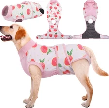 Kuoser Dog Post Surgery Recovery Body Suit | Adjustable | Peach | Large