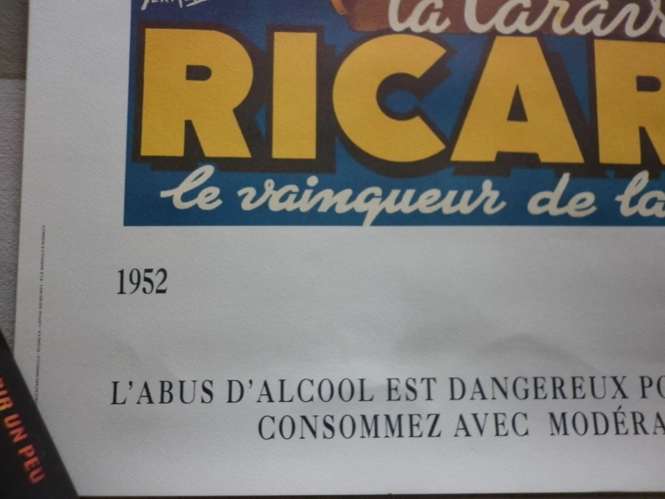 AFFICHE PUBLICITAIRE RICARD 1952 conforme à l'original 40 X 60 numérotée - Photo 2/4