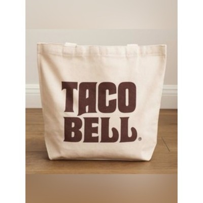 Taco Bell Canvas Tote Bag Cream Brown Retro Logo Reusable Shopper New No Tag
