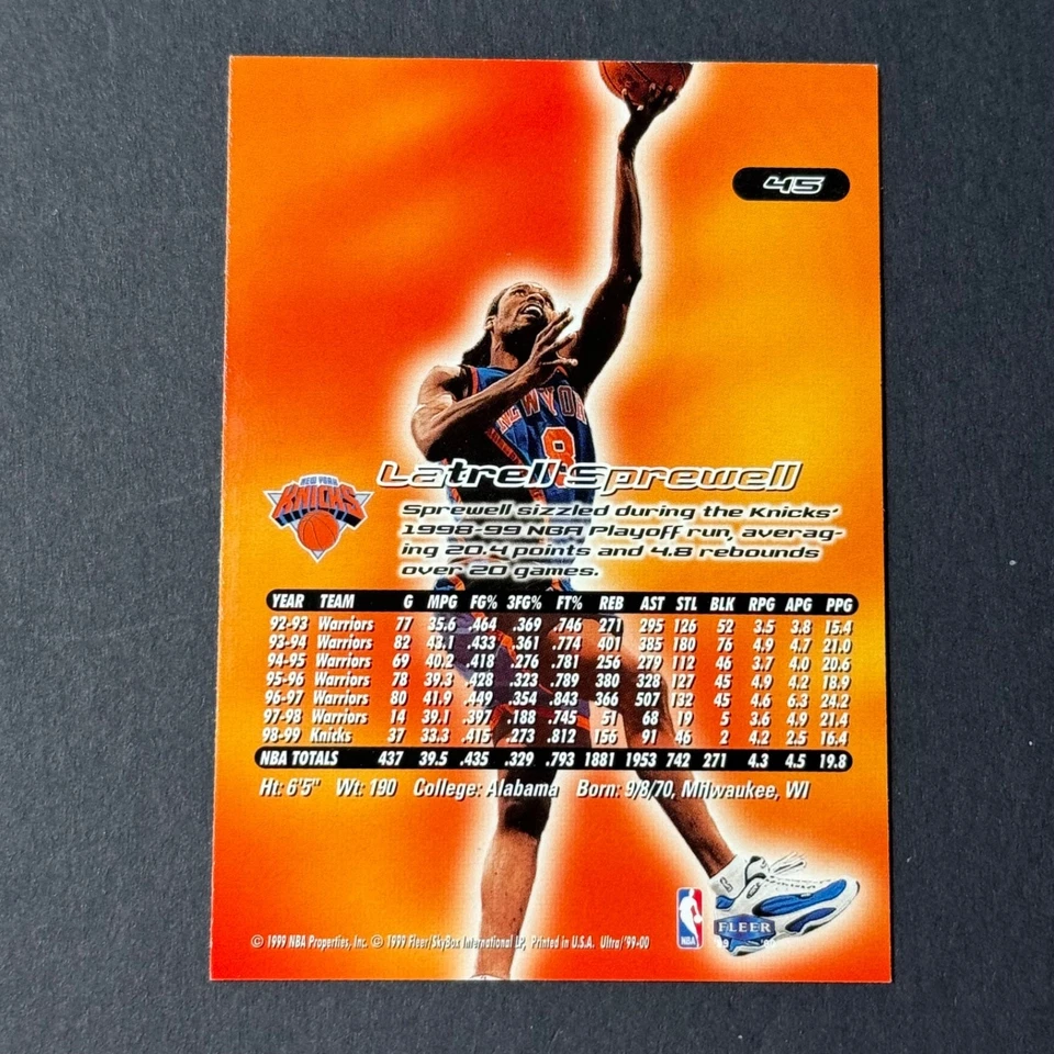1439H 1999-00 Ultra #45 Latrell Sprewell - Image 2 of 2