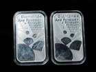 Lot of 2x Diamonds Are Forever 1 oz .999 Fine Silver Bars in Capsules