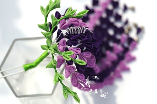 Wisteria Hairpin Hair Stick Kanzashi Tsumami zaiku For Kimono Accessory Japanese - Picture 11 of 26