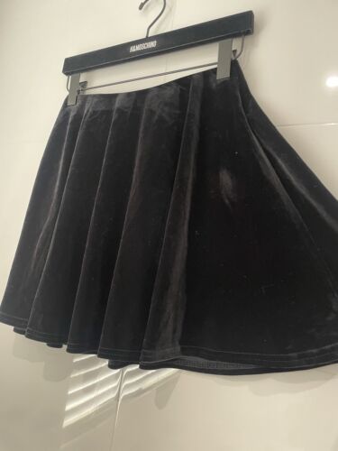 Supre Velvet Black A Line Skater Skirt Size Xs Vintage Piece - Picture 2 of 6