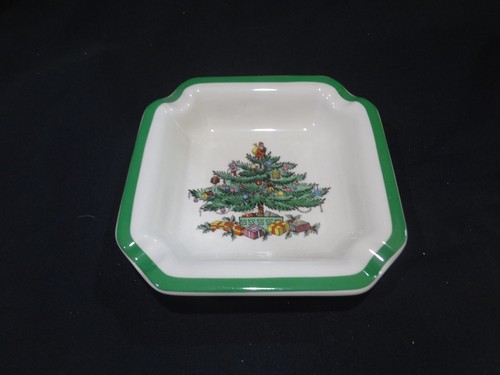 Árbol de Navidad Spode con borde verde - Cenicero cuadrado pequeño de 4" - Imagen 1 de 5