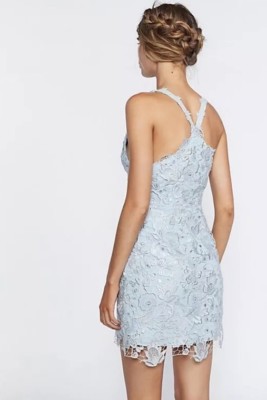 NEW $250 Free People Margot Lace Mini Dress Size 10 Blue Z205-3 | eBay