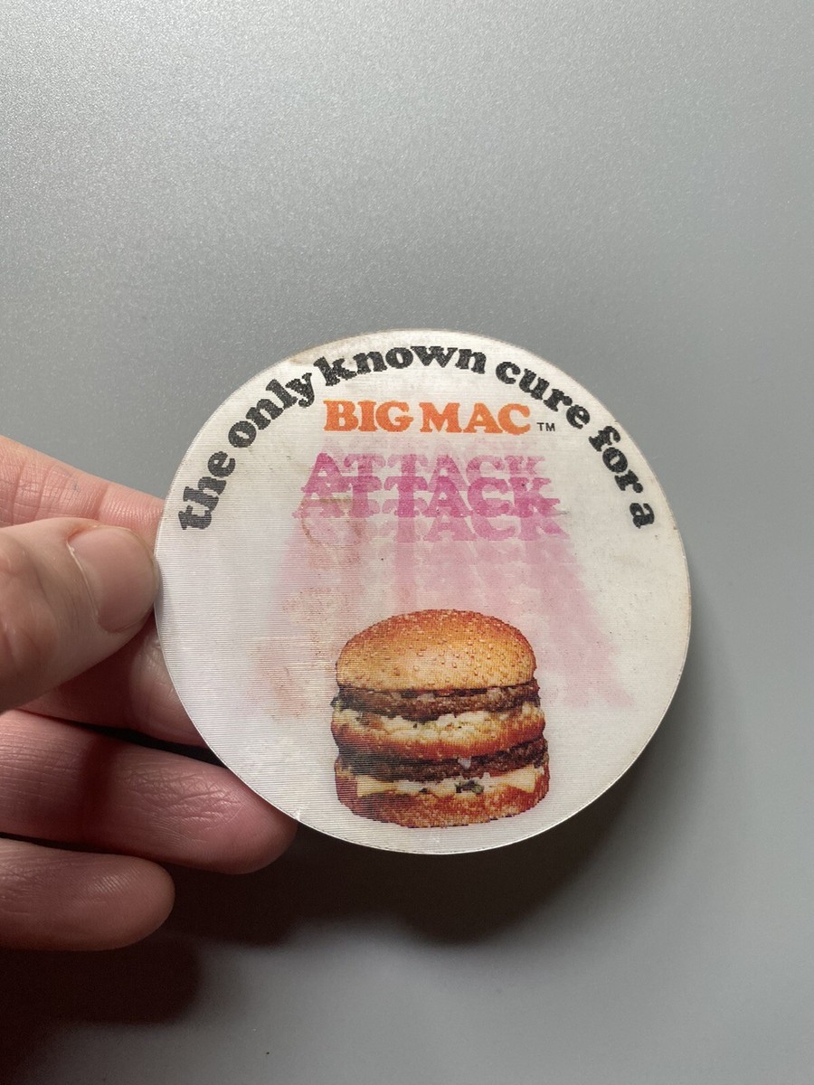 Vintage 1976 McDonald's Big Mac Attack 3D Button The Only Known