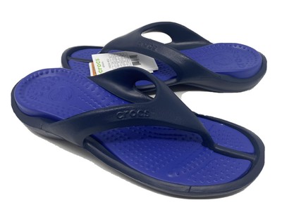 navy blue croc flip flops