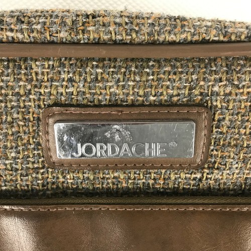 Vintage 80s Jordache Beige Gray Tweed Zip Footed Laptop Tote Travel Carry On Bag - Picture 2 of 9