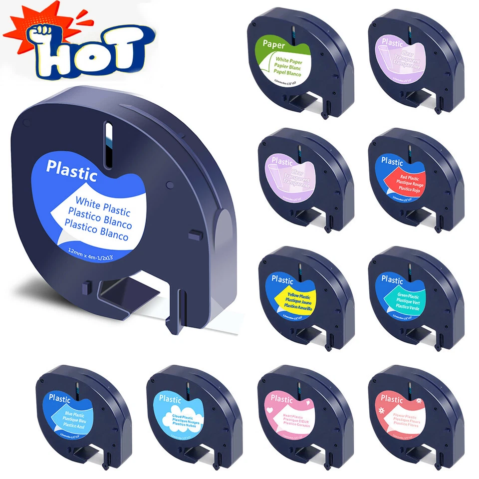 Kompatibel Schriftband für Dymo 91221 LetraTag XR XM QX50 Schwarz auf Weiß 12mm