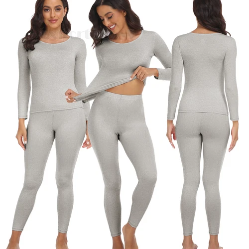 Womens Winter Ultra-Soft 2 Pc Thermal Set Top and Bottom Long Underwear Warm - Picture 8 of 27