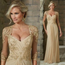 Champagne Mermaid Mother of The Bride Dress Bridesmaid Prom Party Evening Gown