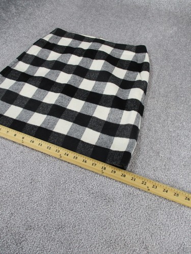 LOFT Skirt Womens 4 Black & Off White Gingham Wool Blend A Line NEW - Picture 3 of 8