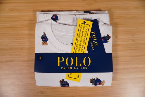Polo Ralph Lauren Girl Bear Pajama Set White Cotton Size 8 Brand New - Picture 6 of 9