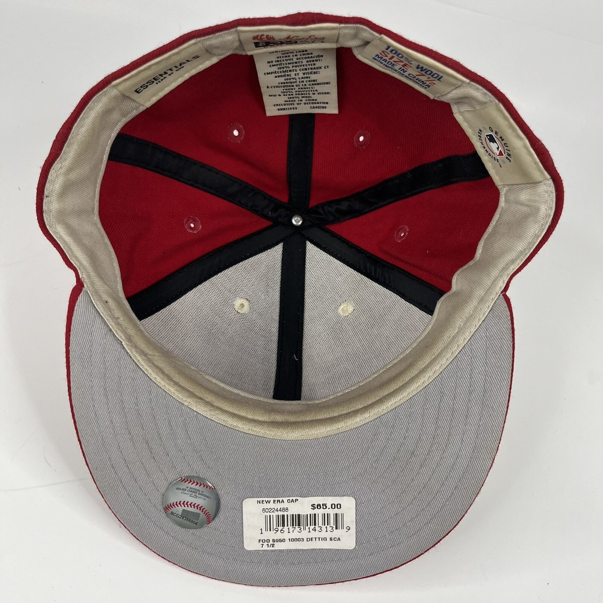 Fear Of God Hat Cap Mens Red 7.5 Wool Red White New Era 59 Fifty
