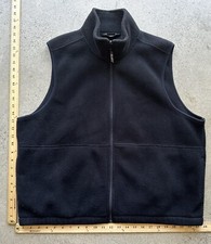Vintage Eddie Bauer Polartec Black Full Zip Fleece Mock Neck Polyester Vest Sz L