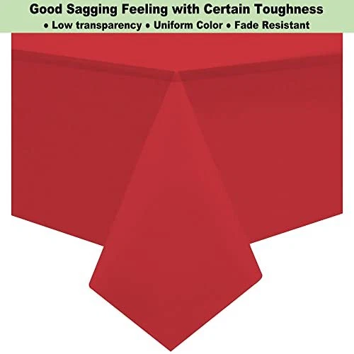 Plastic Red Tablecloths 3 Pack Disposable Table Covers 54 x 108 Inch B3 Red - Image 3 of 4