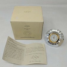 Lenox Jeweled Ice Table Clock Diamond Shaped Crystal 2.75? Diameter VTG W/ Box
