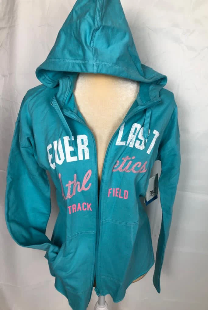 NWT Ladies Everlast Zip Hoodie Cotton Hooded Jacket Lightweight GYM Blue Sz S