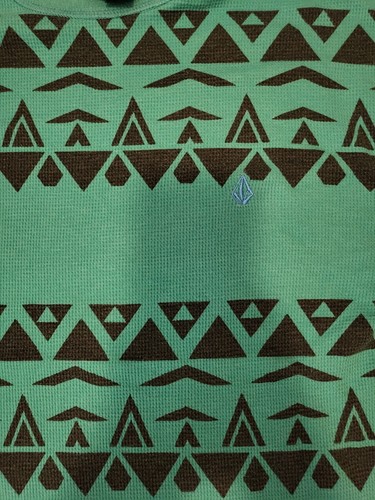 Y2K Volcom Long Sleeve Shirt Mens SMAL Henley Blue Aztec Geometric Skateboarding - Picture 3 of 8
