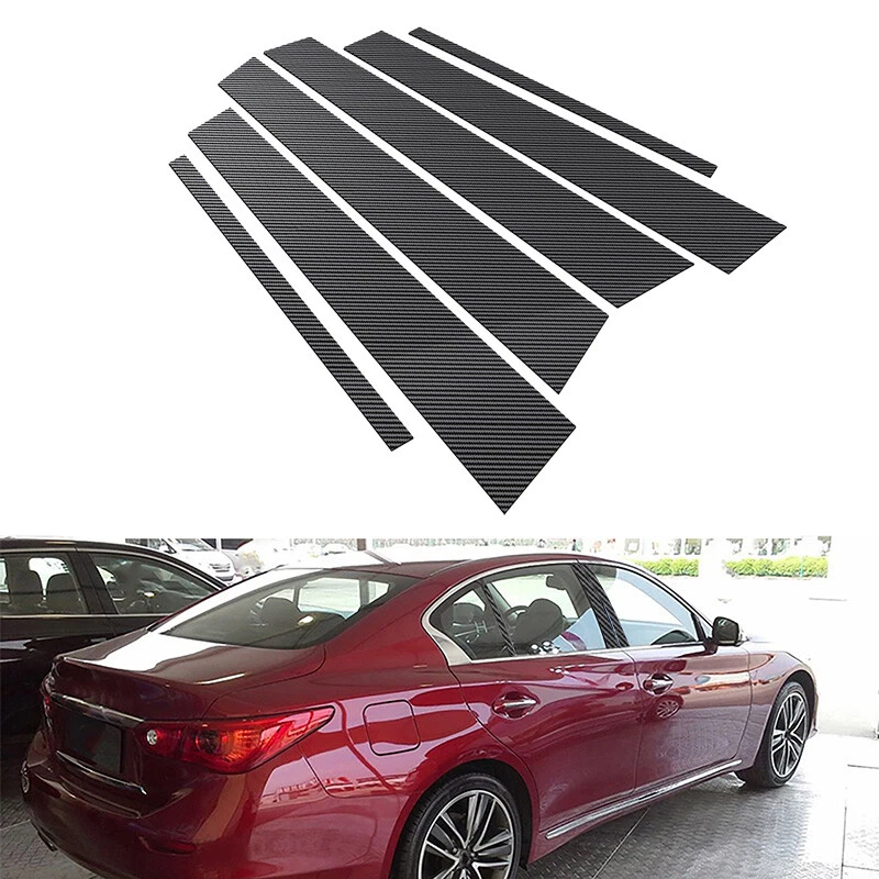 6pcs Carbon Fiber Window Pillar Posts Trim Fit For Infiniti Q50 (V37) 2014-2023 - Изображение 4 из 4