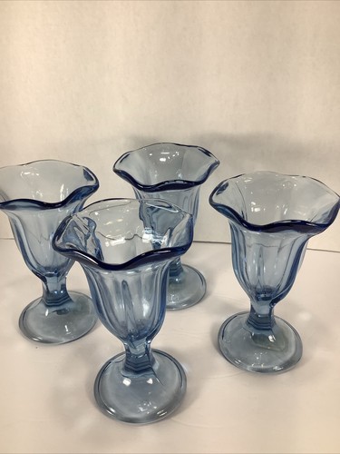 Set of 4~Anchor Hocking®️ Glass 6” Ice Cream Sundae Dishes~Light Blue~NEW - Picture 11 of 11