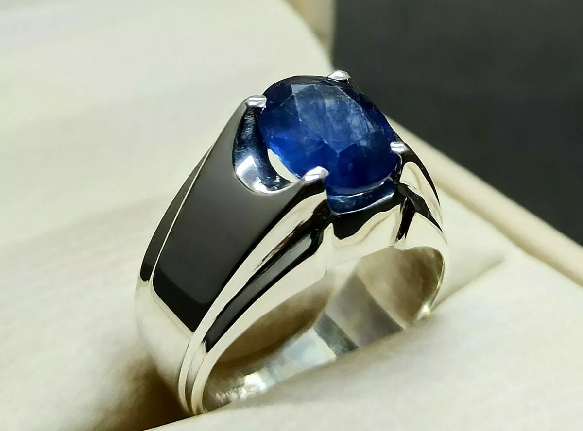 Natural Blue Sapphire Ring Real Sapphire Stone 925 Sterling Silver Jewelry  | eBay