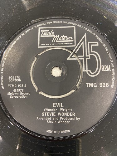 STEVIE WONDER - BOOGIE ON REGGAE WOMAN/EVIL- VINYL -7"-45RPM -SINGLE - 第 3/4 張圖片
