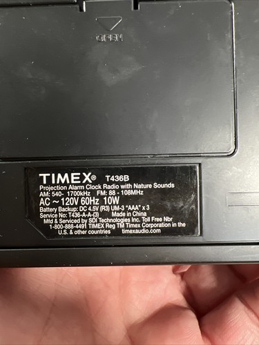 Timex T436B Indiglo Projection Alarm Clock AM/FM Radio Nature Sounds Tested - Picture 15 of 19