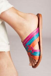 Anthropologie Beek Swallow  Multi Color Woven Leather Slide 