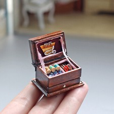 Kit de costura de miniaturas para casa de muñecas escala 1:12 caja sastrería mini modelo de madera