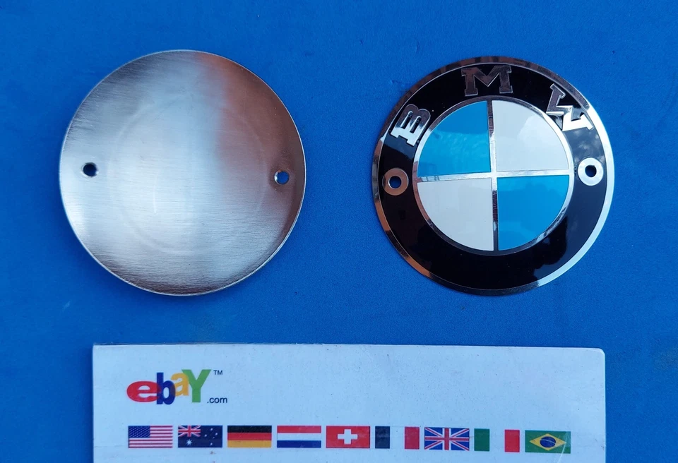 BMW EMBLEMA TANQUE GASOLINA NUEVO 70MM 2 UNIDADES BMW LOGO TANQUE R45 R50 R60 R75 R80 R90 R100 Foto 4 de 4