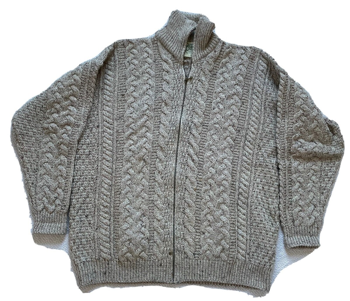 Vintage Carraig Donn Irish Wool Fisherman Cable Knit Sweater