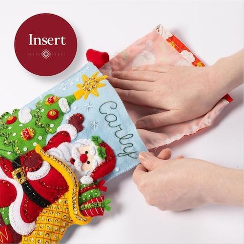 Bucilla Felt Stocking Liners for 18" Stockings - Santa - Picture 3 of 5