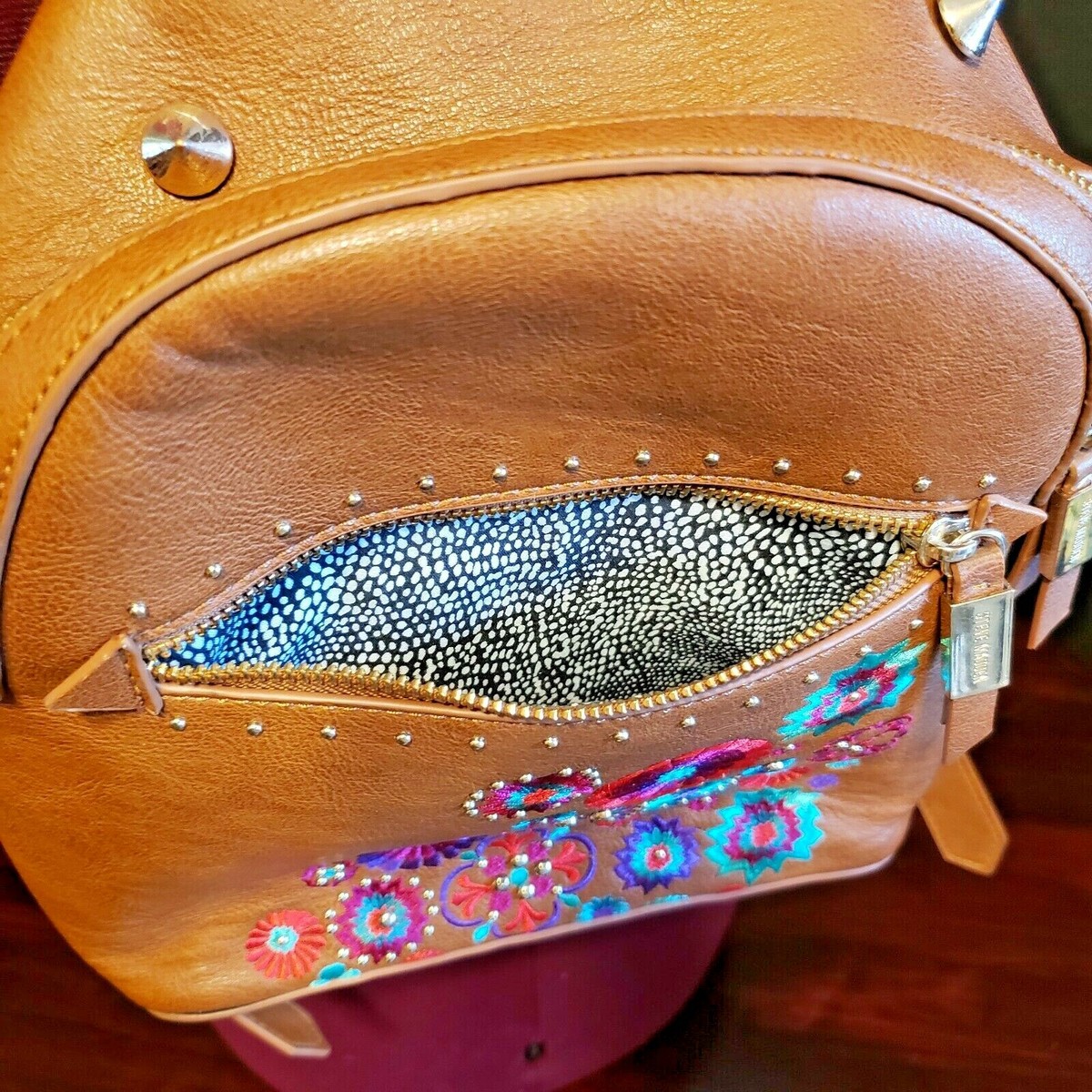 steve Madden Embroidered Floral teal pink backpack | eBay display picture 1
