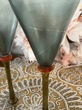 Anne Ka Munkejord (Norwegian artist) Set Of 2 Hand Blown Martini Glasses