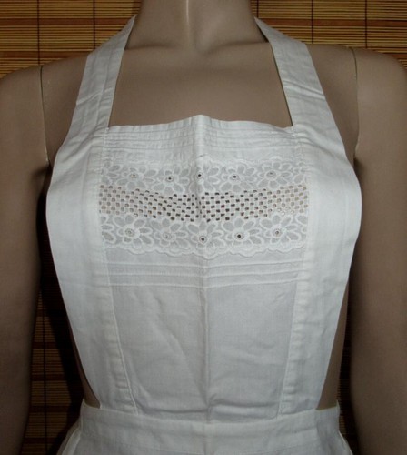 DELANTAL PETO BLANCO - SIRVIENTA - ENCAJE - COTTON - VINTAGE - TALLA S - Imagen 2 de 2