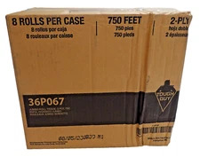 TOUGH GUY Toilet Paper Roll: 2 Ply, Continuous Sheets, 750' Roll, 9" Dia. 8 Pack