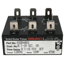 SSAC KSDR40B3 Solid State Timer, 0.1-10sec on, 0.1-10min off, 120VAC, 1 Amp