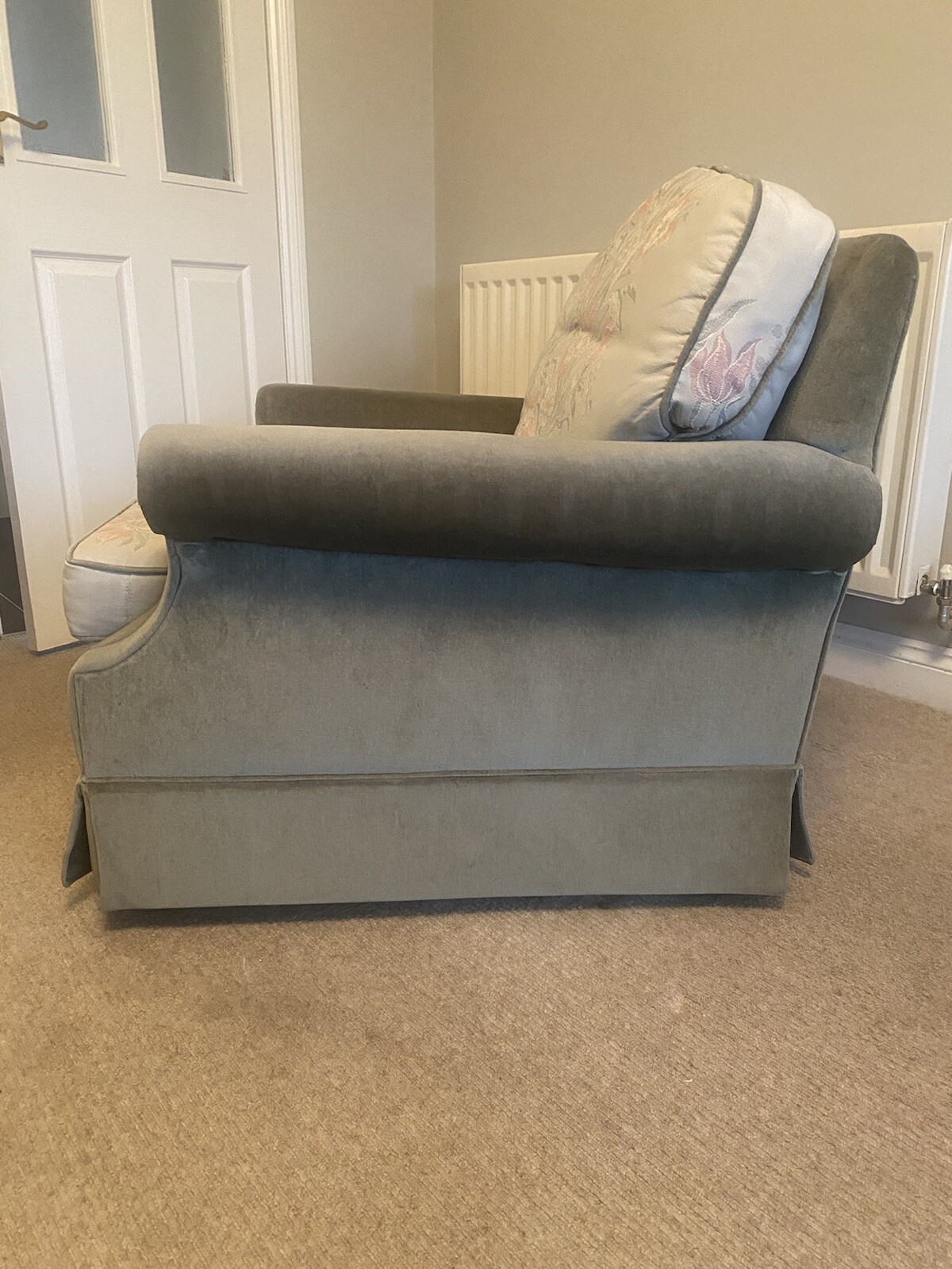 3 Piece Suit Velvet & Brocade 3 Seat Sofa On Castors eBay