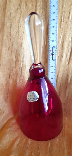 rote Tischglocke mit Klöppel, Bohemia-Glas, 16 cm hoch - Bild 1 von 2